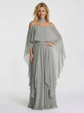 Conjunto de chifón bardot gris para invitada - Iria™ Ana Ibiza