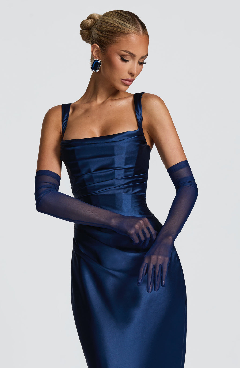 Bianca™ - Guantes de Tul Azul Marino