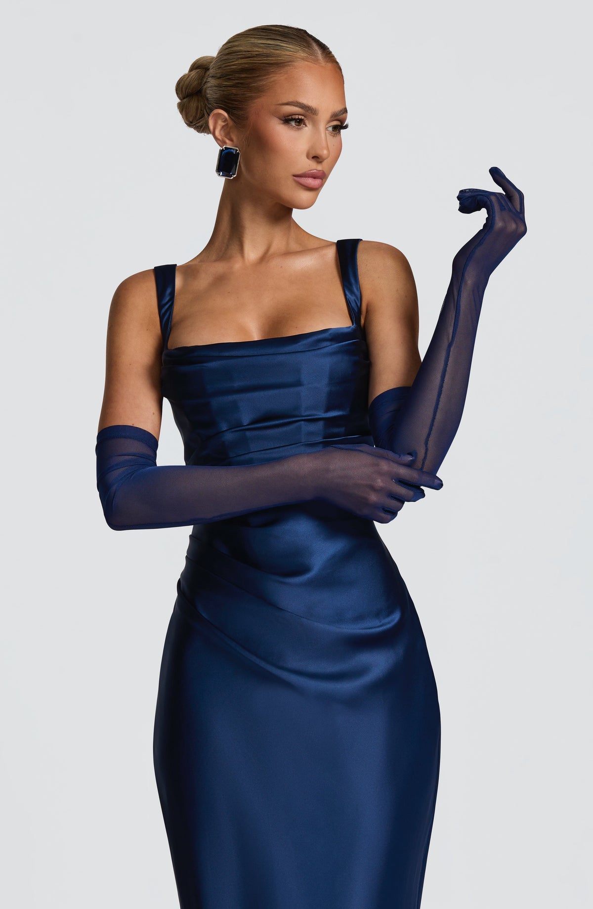Bianca™ - Guantes de Tul Azul Marino