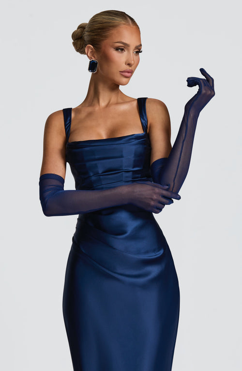 Bianca™ - Guantes de Tul Azul Marino