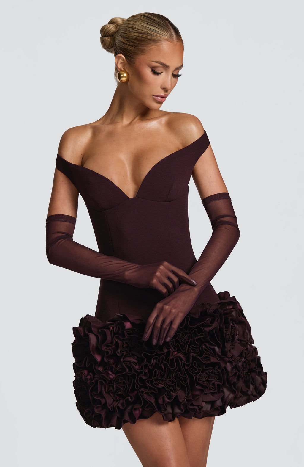 Bianca™ - Guantes de Tul Ciruela