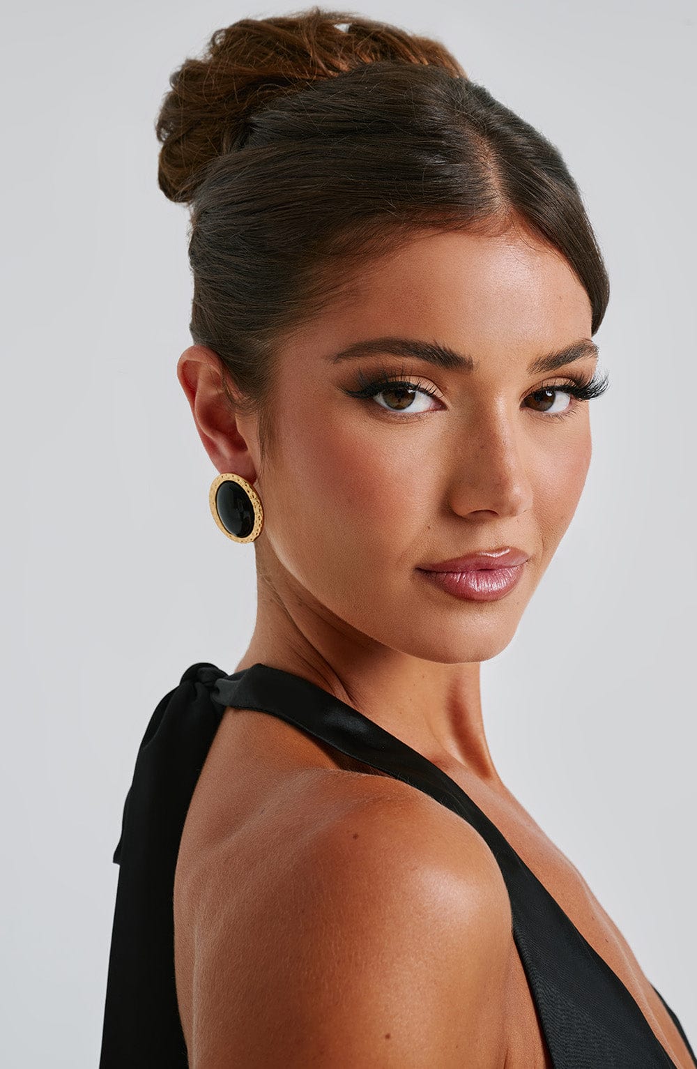 Eloísa™ - Pendientes Ovalados Negro y Dorado