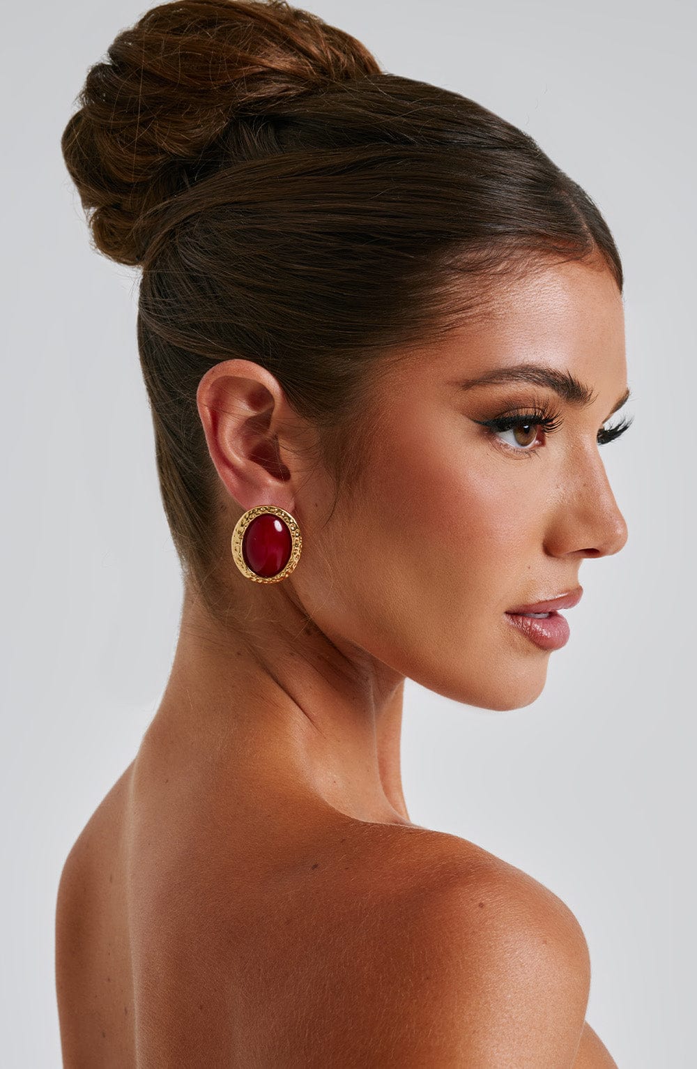 Eloísa™ - Pendientes Ovalados Rojo y Dorado