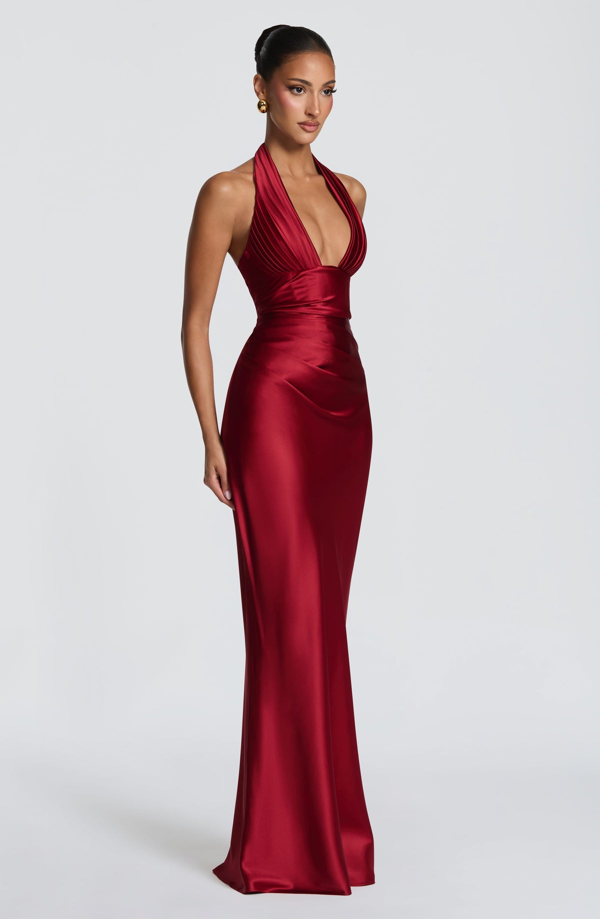 Vestido de evento Elena™ rojo con cuello halter, foto 4