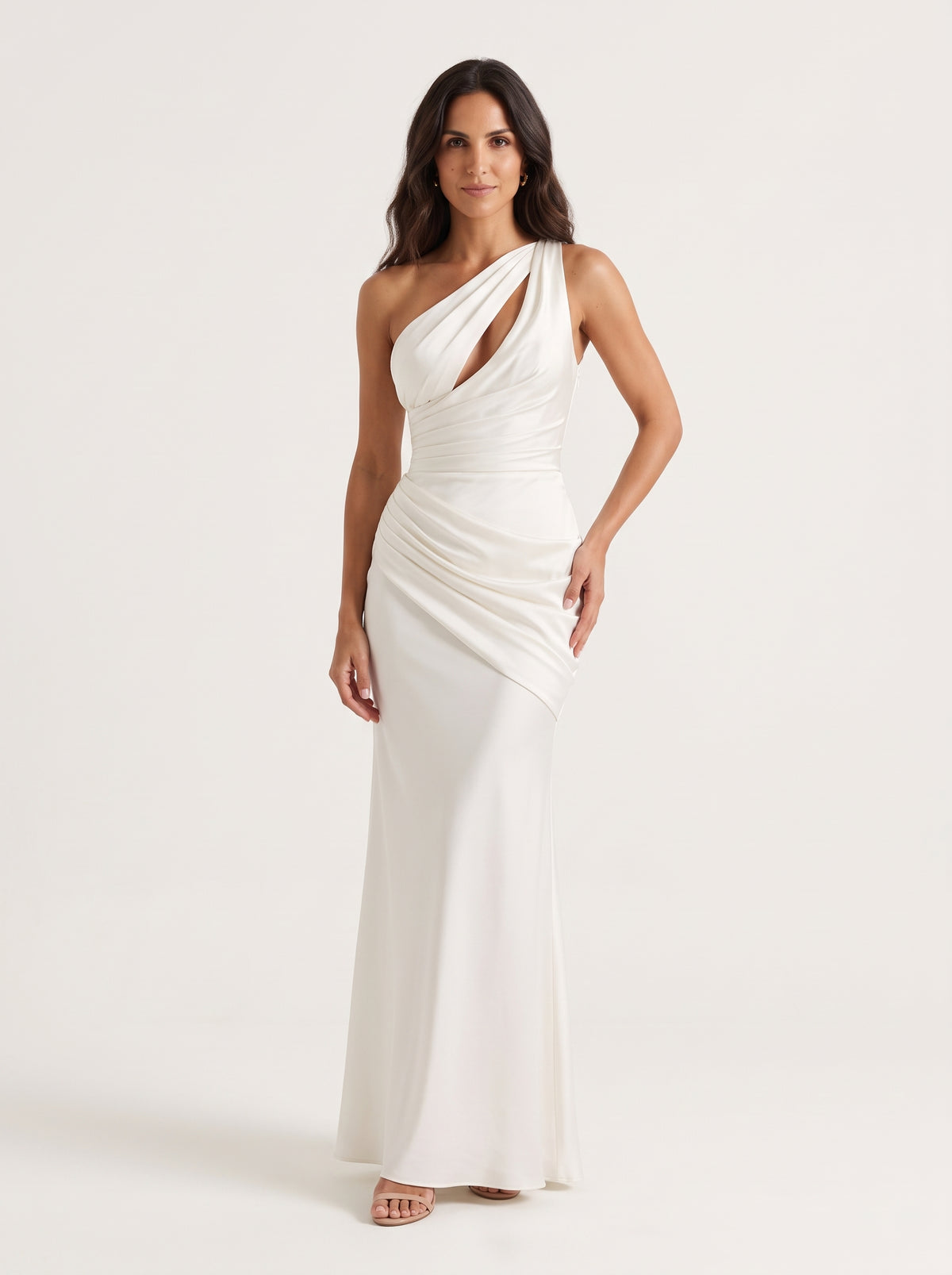 Elvira™ - Vestido Largo Asimétrico Marfil