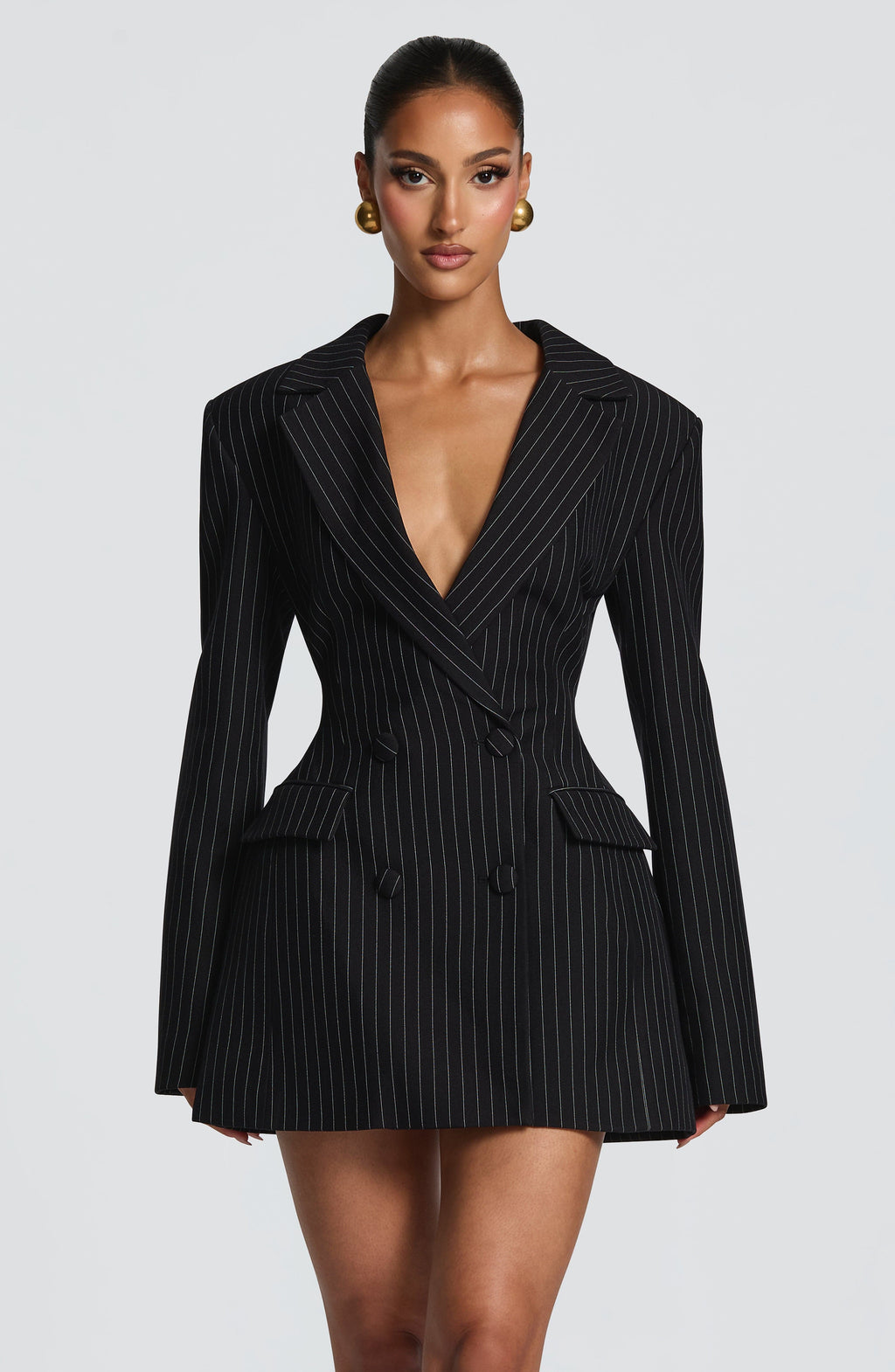 Vestido americana de raya diplomática negro - Elvira™ Ana Ibiza