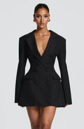Vestido americana de raya diplomática negro - Elvira™ Ana Ibiza