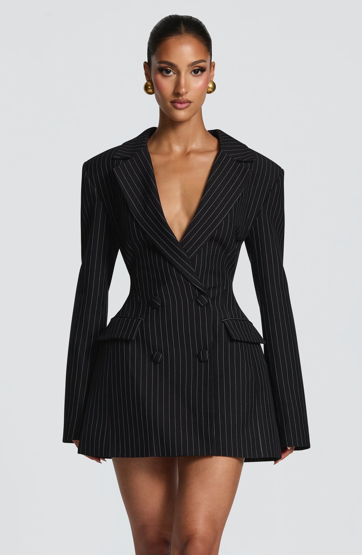 Vestido americana de raya diplomática negro - Elvira™ Ana Ibiza