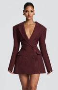 Vestido americana de raya diplomática burdeos - Elvira™ Ana Ibiza