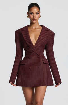 Elvira™ - Vestido Americana de Raya Diplomática Burdeos