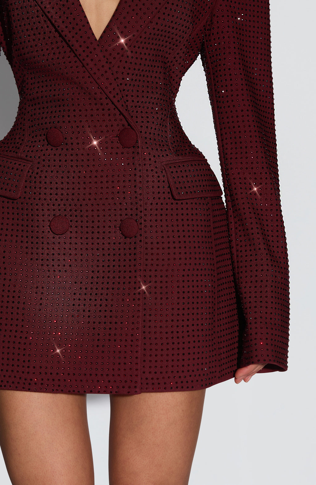Look para tu cumpleaños: vestido americana con pedrería Elvira™ burdeos, foto 6