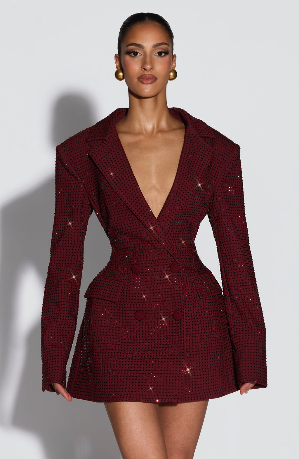 Vestido americana con pedrería Elvira™ burdeos para Nochevieja, foto 7