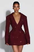 Vestido americana con pedrería burdeos - Elvira™ Ana Ibiza