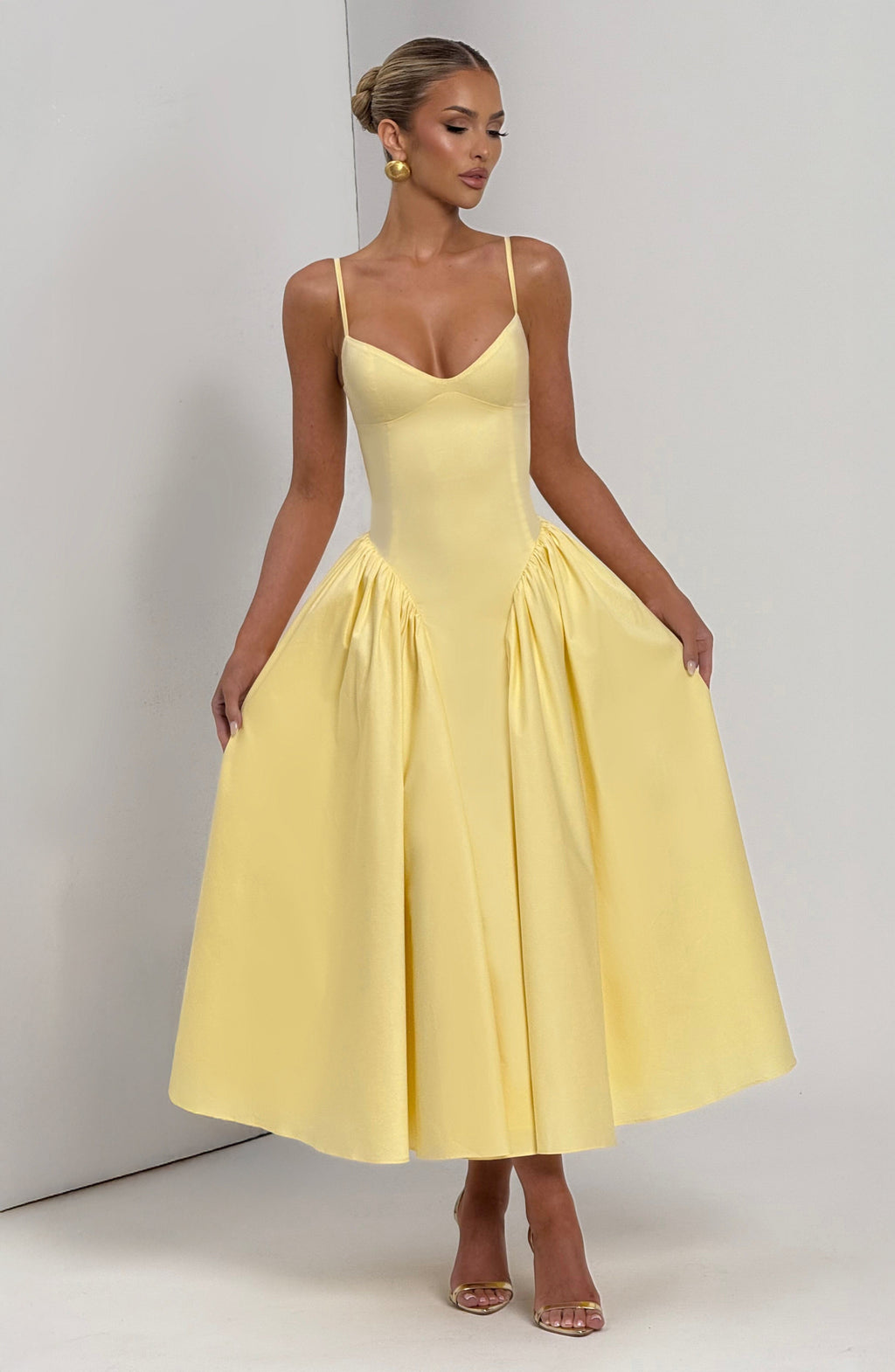 Emma™ amarillo limón: vestido midi para una boda de día, foto 5