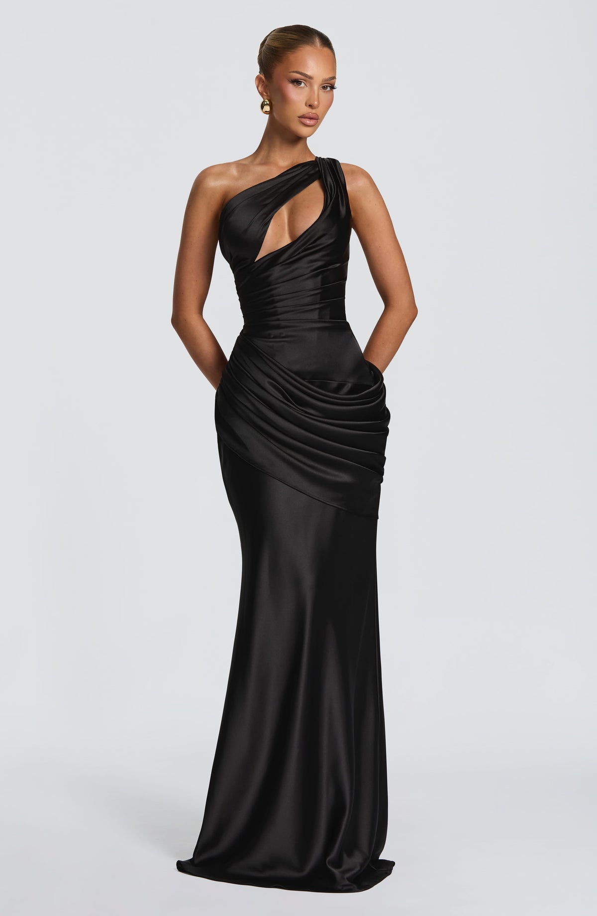 Vestido de graduación largo negro asimétrico - Elvira™ Ana Ibiza
