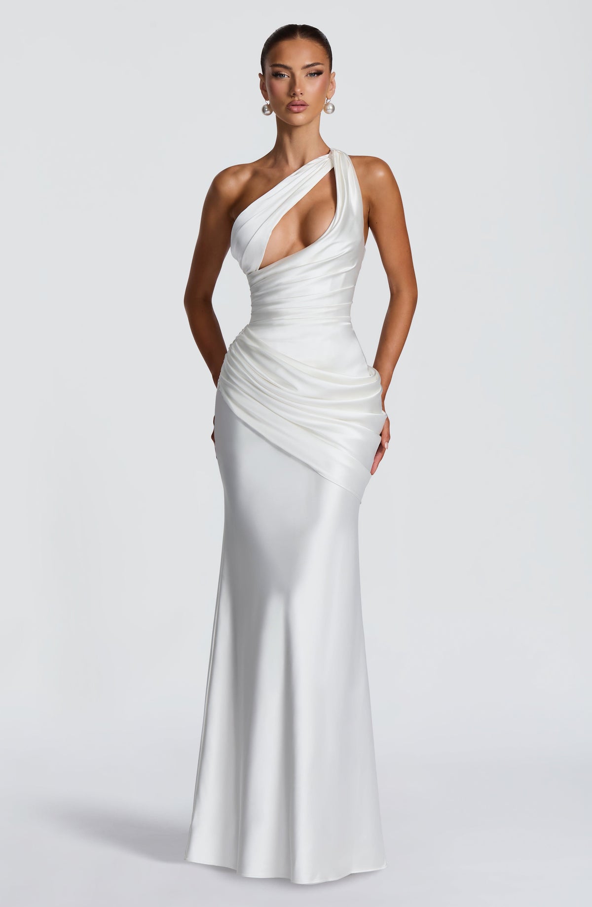 Elvira™ - Vestido Largo Asimétrico Marfil