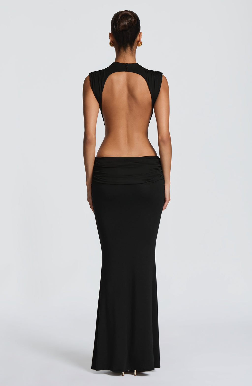 Vestido de evento Fernanda™ negro con fruncido favorecedor, foto 4
