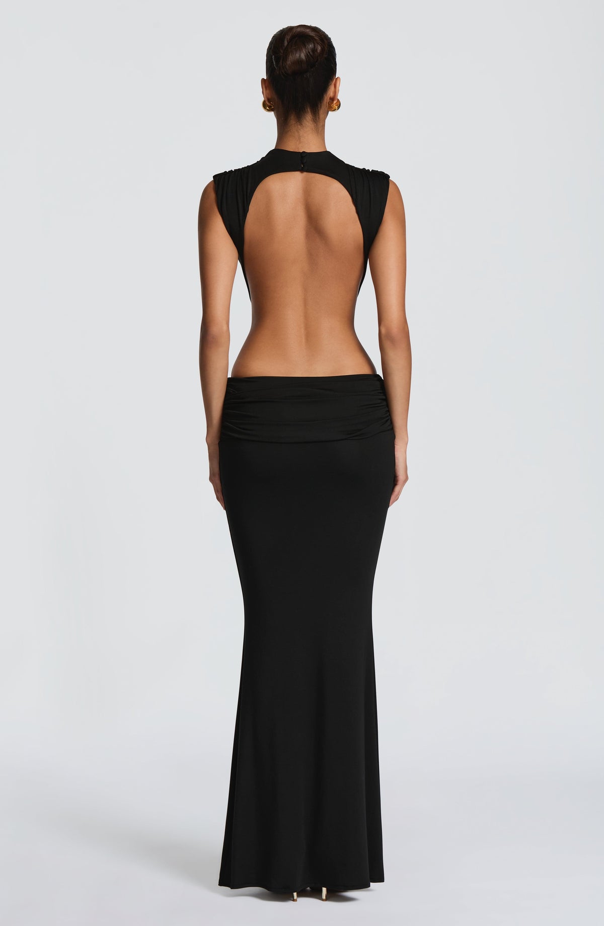 Vestido de evento Fernanda™ negro con fruncido favorecedor, foto 4