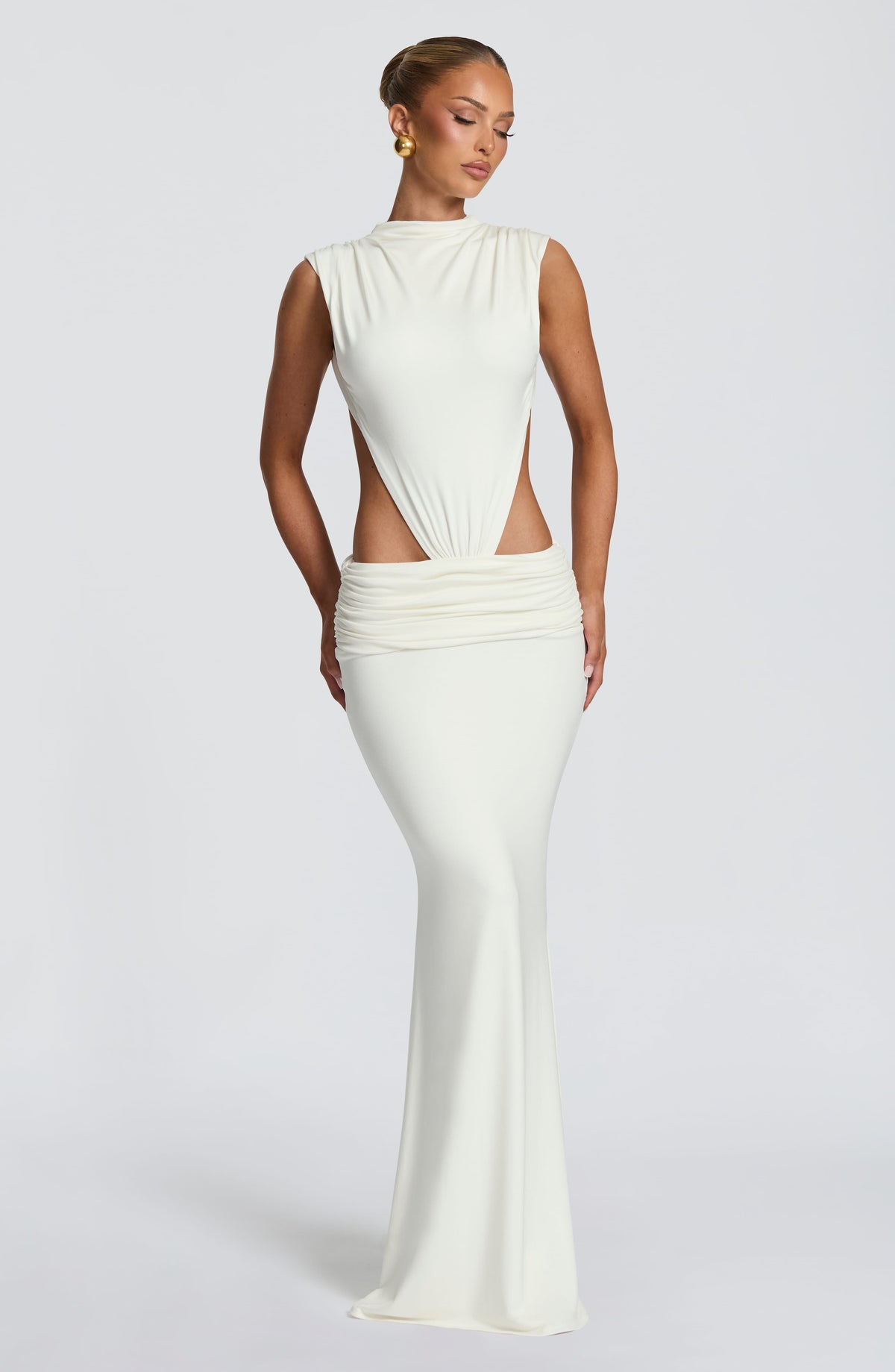 Vestido blanco largo de punto para preboda o evento - Fernanda™ Ana Ibiza