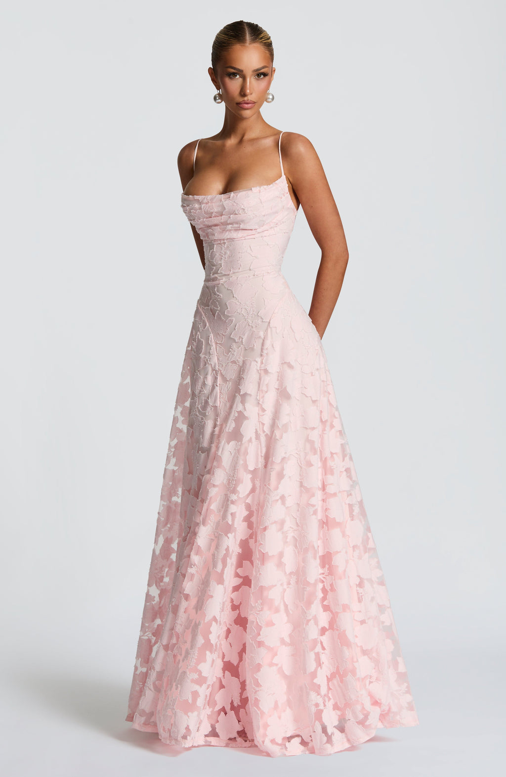 Vestido de evento Matilda™ rosa con escote drapeado, foto 4