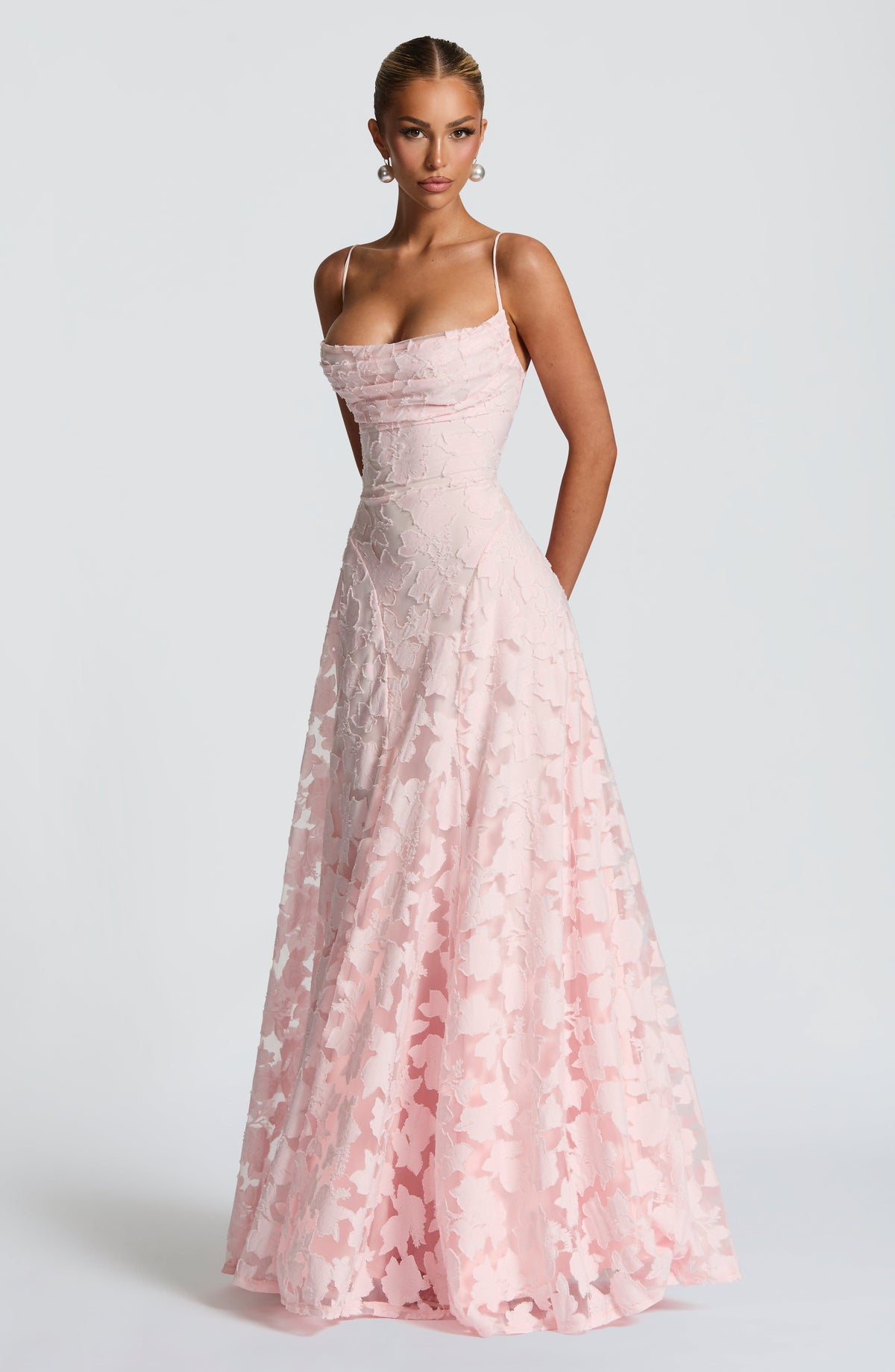 Vestido de evento Matilda™ rosa con escote drapeado, foto 4