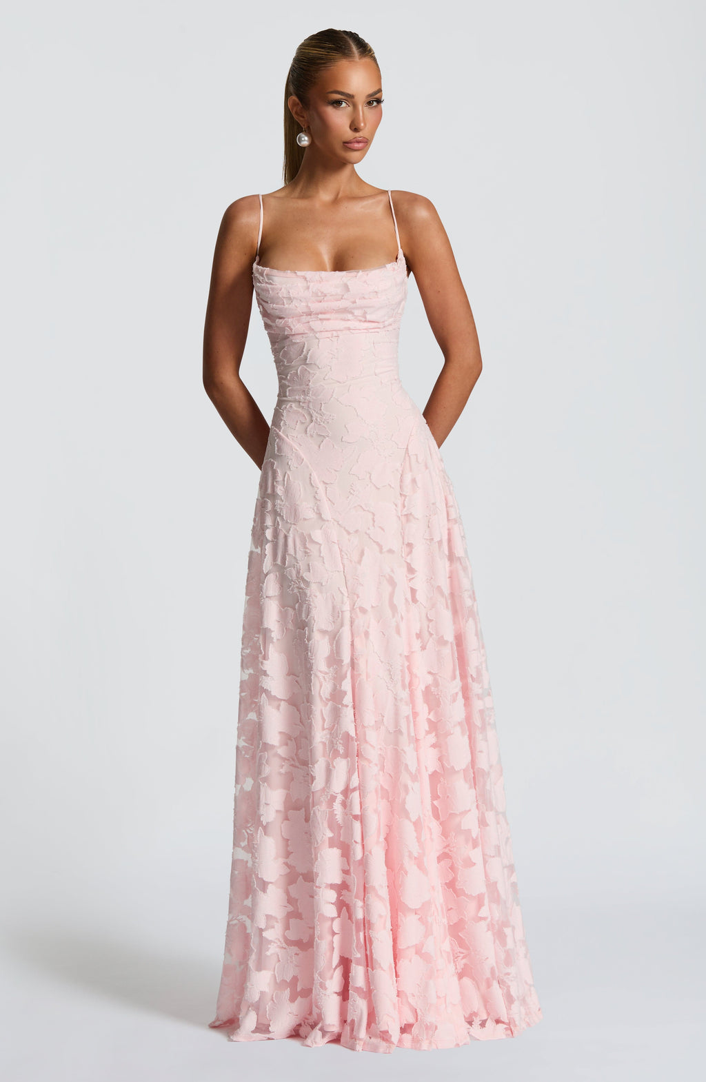 Vestido largo de invitada de boda rosa drapeado - Matilda™ Ana Ibiza