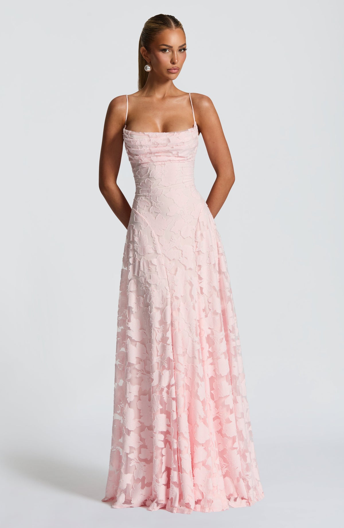 Matilda™ - Vestido Largo Drapeado Rosa