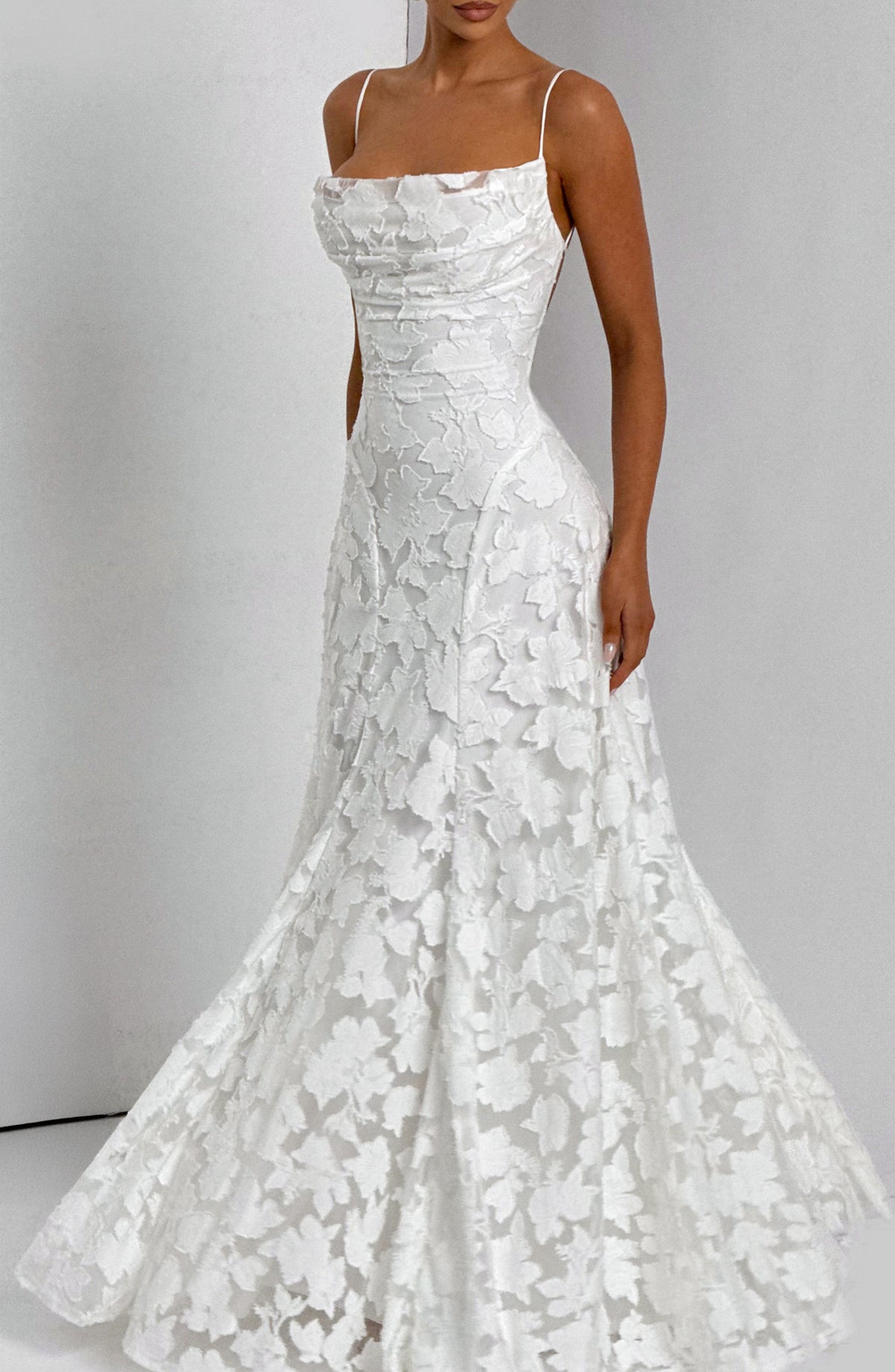 Vestido blanco largo drapeado para preboda o evento - Matilda™ Ana Ibiza