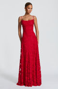 Vestido largo de invitada de boda rojo drapeado - Matilda™ Ana Ibiza