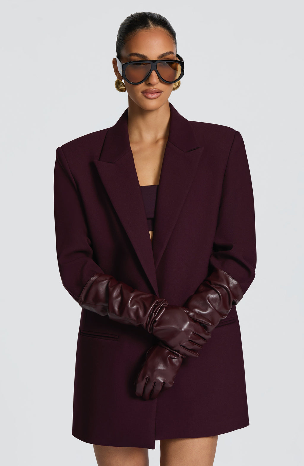 Francisca™ - Guantes Largos de Polipiel Morado