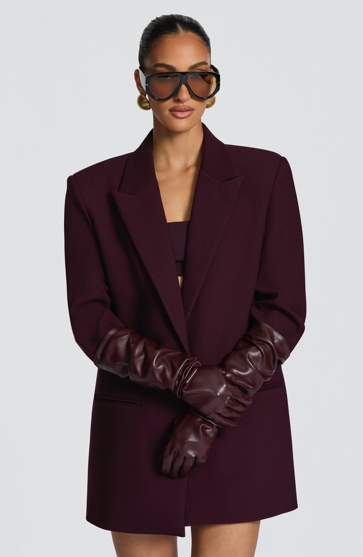 Francisca™ - Guantes Largos de Polipiel Morado