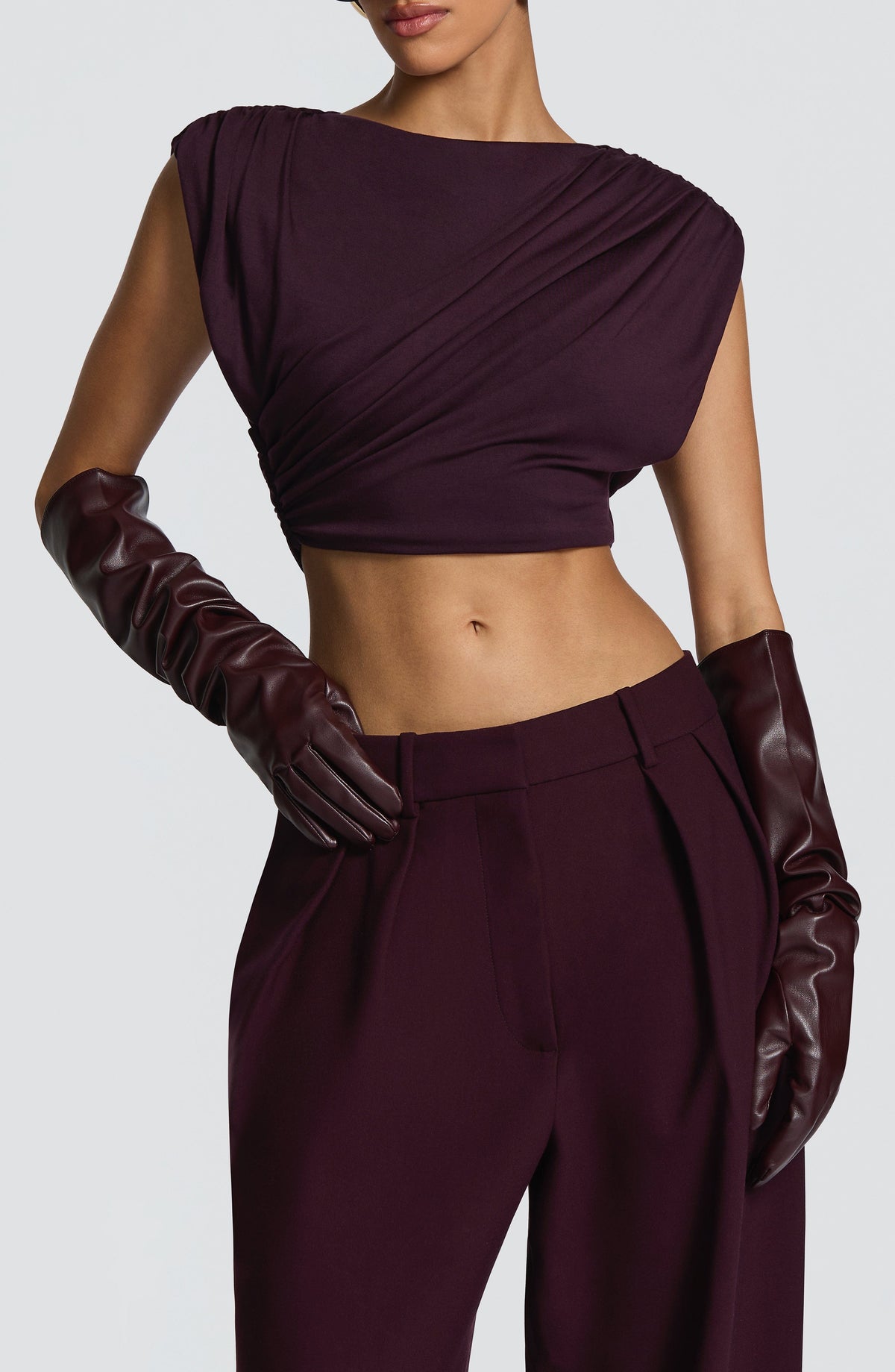 Francisca™ - Guantes Largos de Polipiel Morado