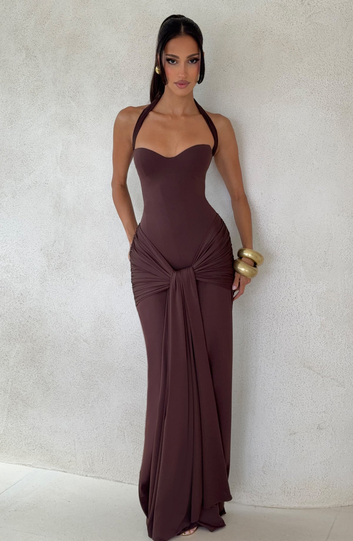 Vestido de evento Gema™ ciruela con palabra de honor, foto 4