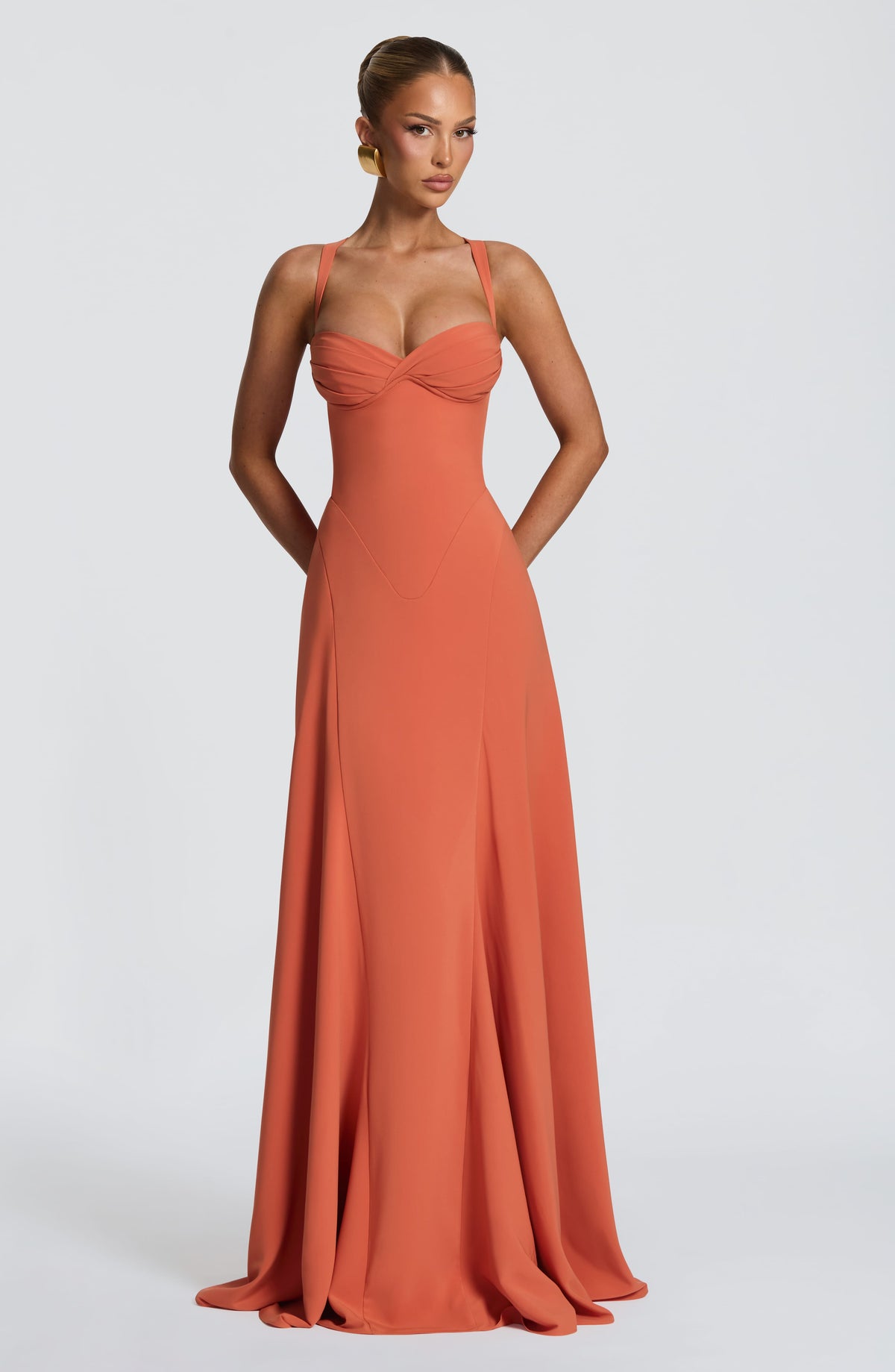 Irene™ - Vestido Largo de Chifón Naranja