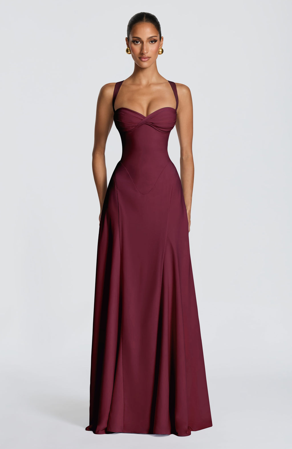 Vestido largo de invitada de boda cereza de chifón - Irene™ Ana Ibiza