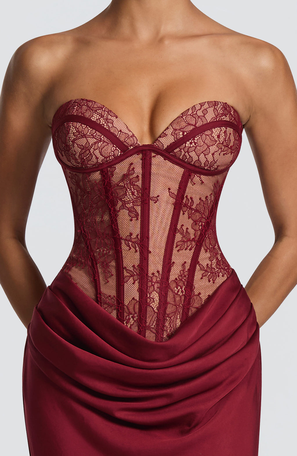 Vestido Catalina™ burdeos con palabra de honor, foto 9