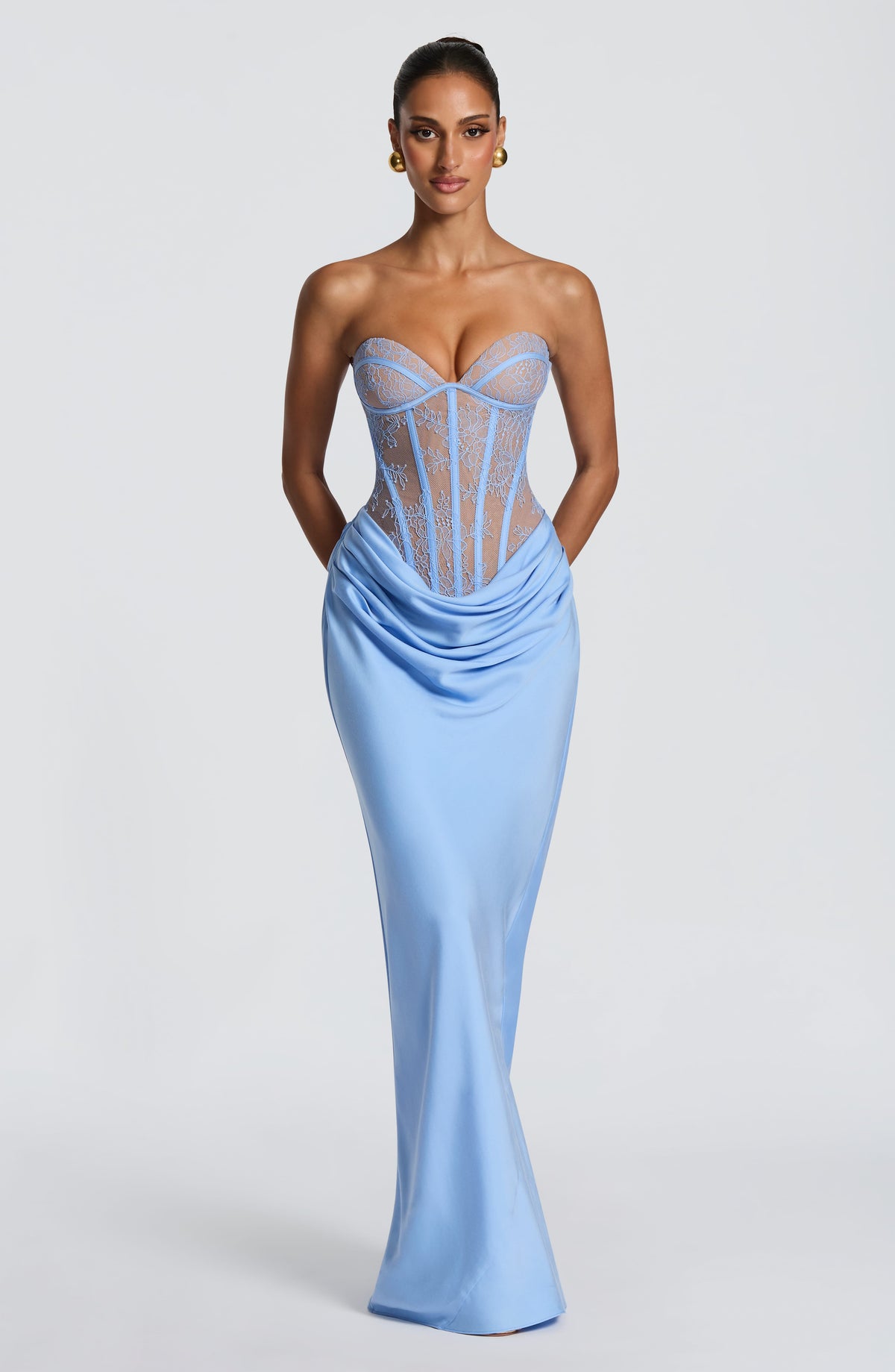Vestido Catalina™ celeste con escote drapeado, foto 11