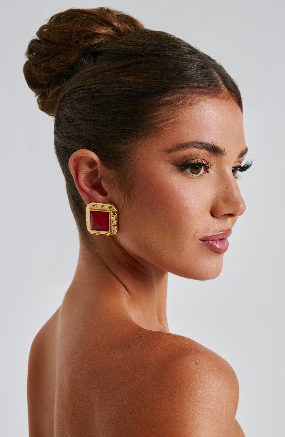 Carolina™ - Pendientes de Piedra Rojo y Dorado