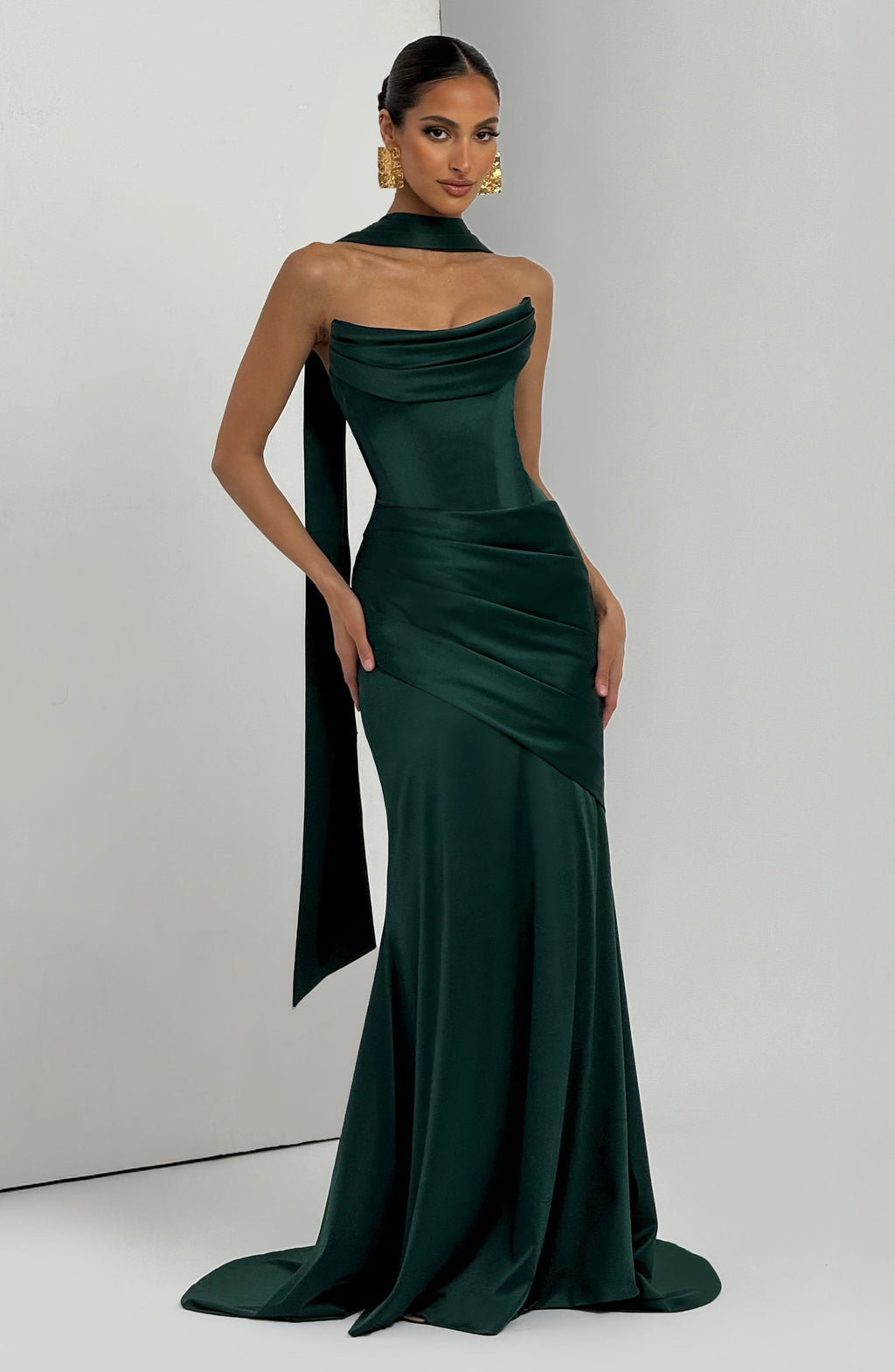 Vestido Cristina™ esmeralda con escote drapeado, foto 11