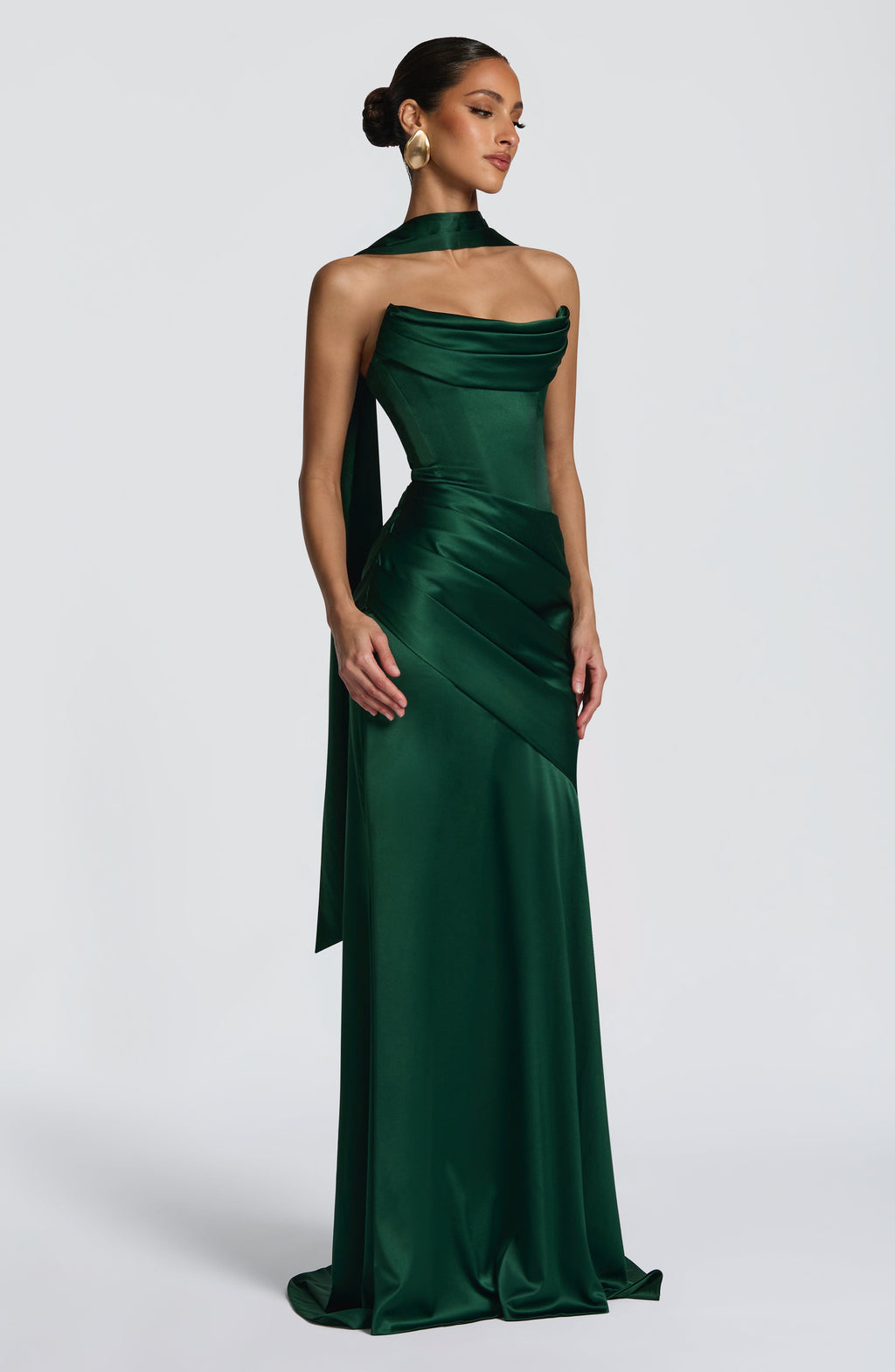 Vestido de evento Cristina™ esmeralda con palabra de honor, foto 4