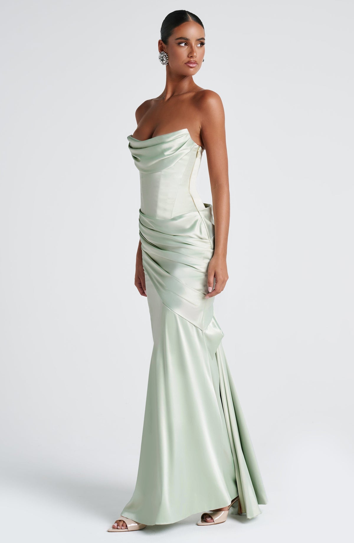 Vestido Cristina™ menta con palabra de honor, foto 9