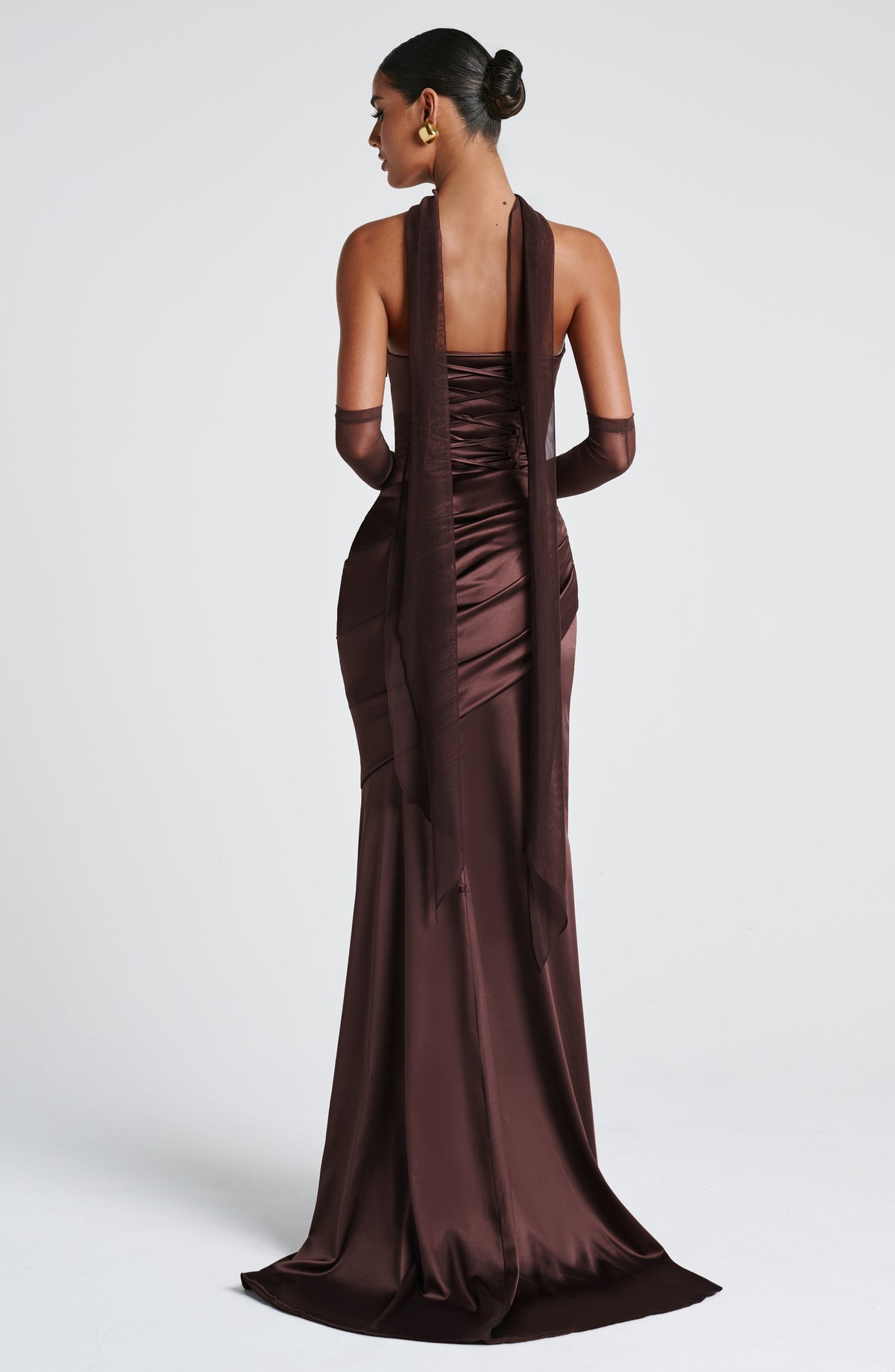 Vestido de evento Cristina™ ciruela con palabra de honor, foto 4