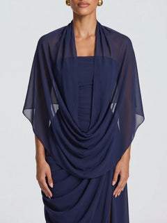 Estola de chifón azul marino para invitada - Lina™ Ana Ibiza, primer plano