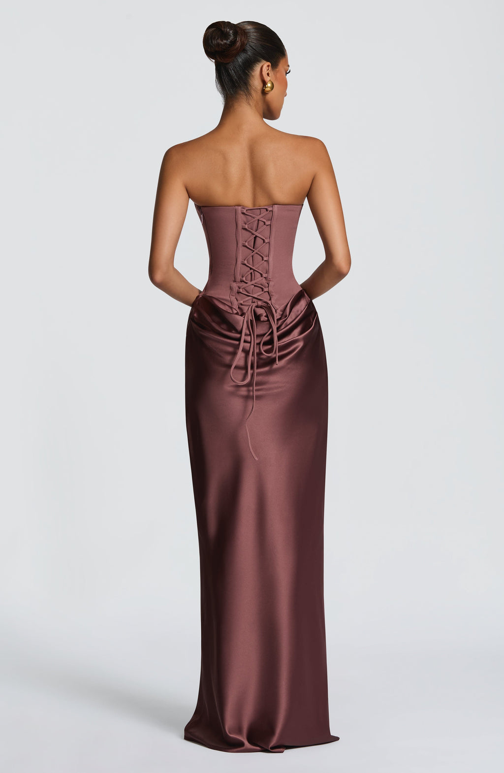 Marta™ en rosa, vestido largo con sobrefalda, con corsé