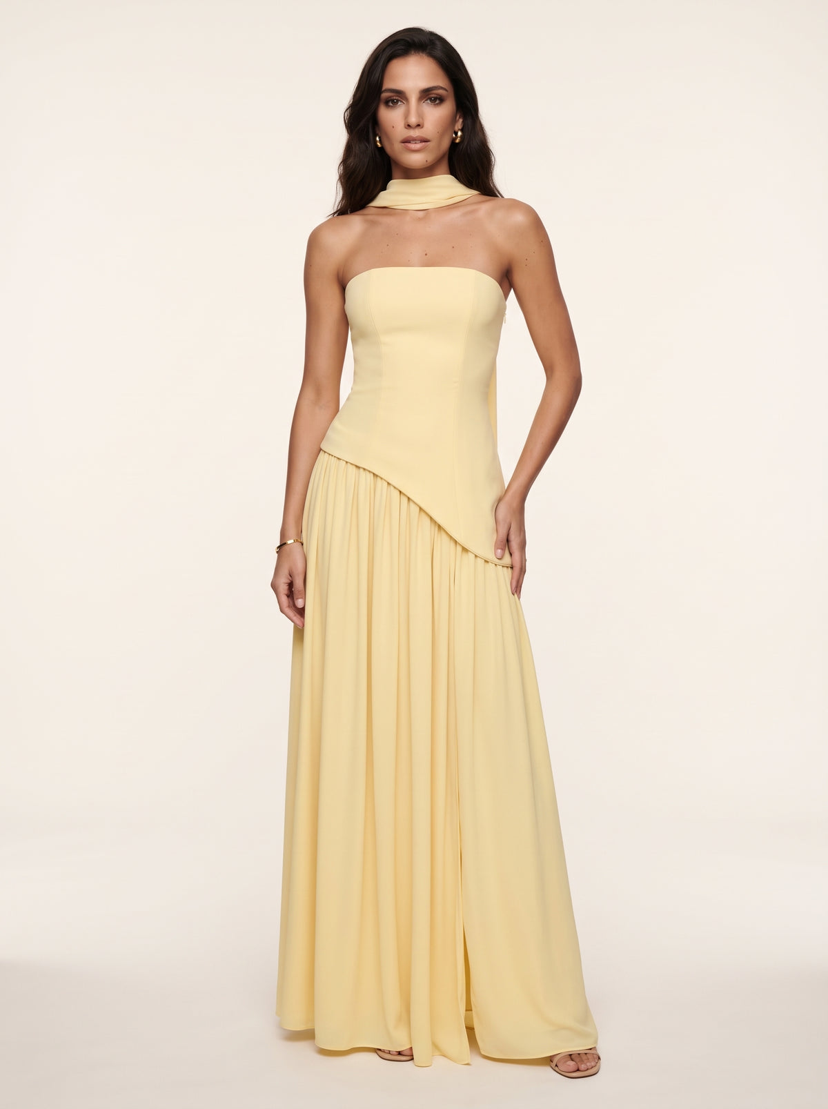 Malena™ - Vestido Largo de Chifón Limón