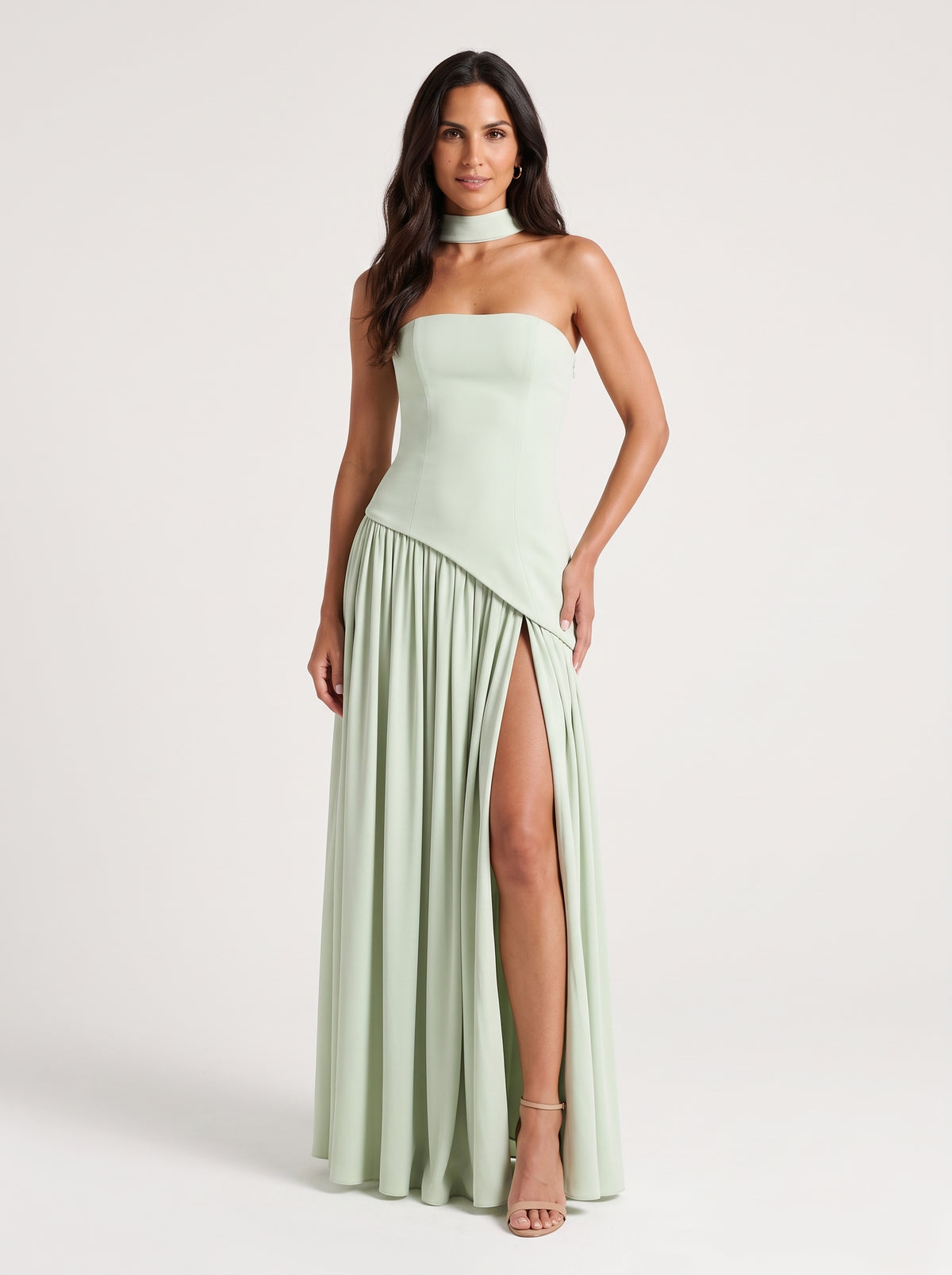 Malena™ - Vestido Largo de Chifón Menta