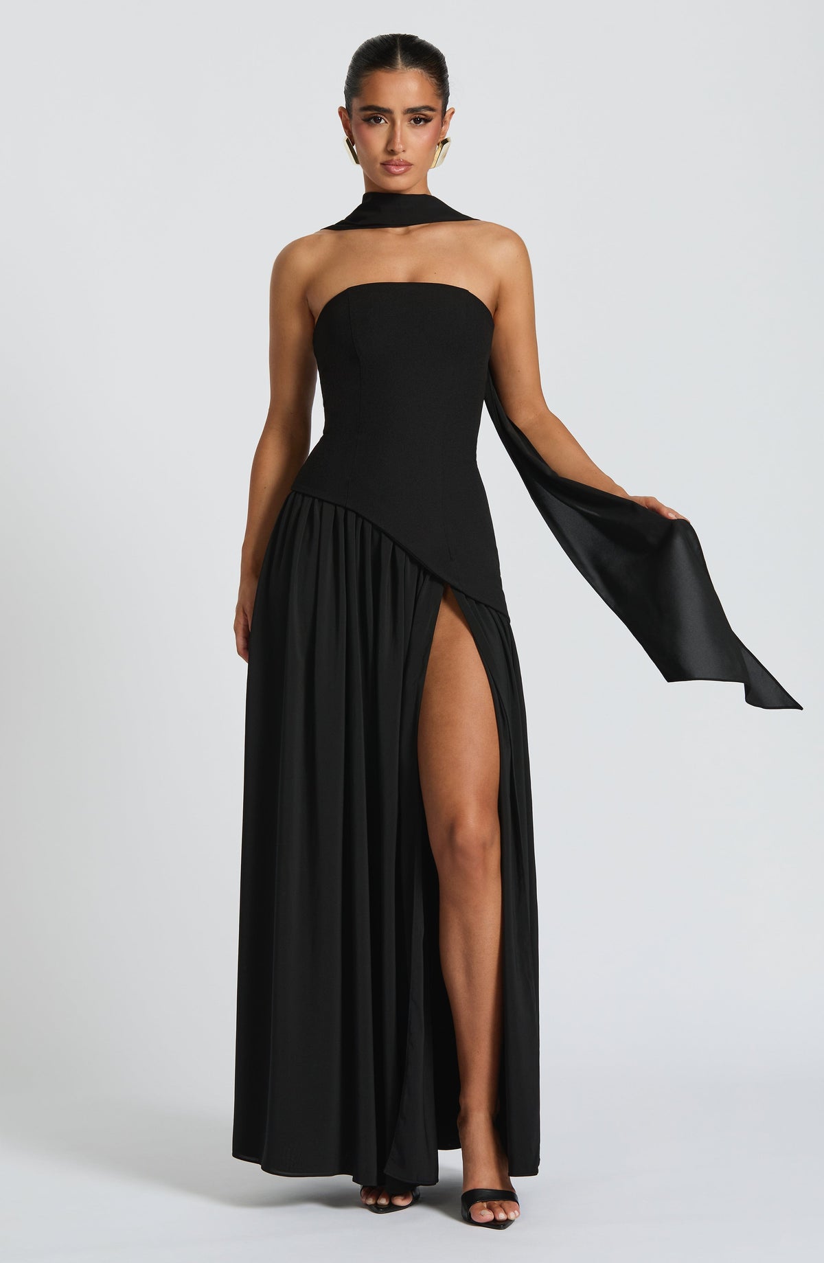Malena™ - Vestido Largo de Chifón Negro