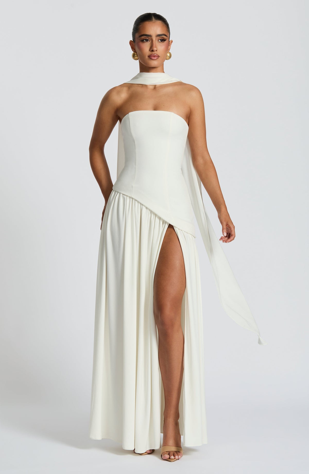 Vestido Malena™ marfil con palabra de honor, foto 9