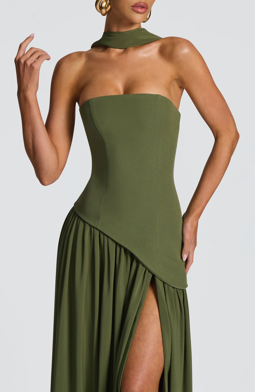 Malena™ caqui: vestido largo para una boda de tarde, foto 5