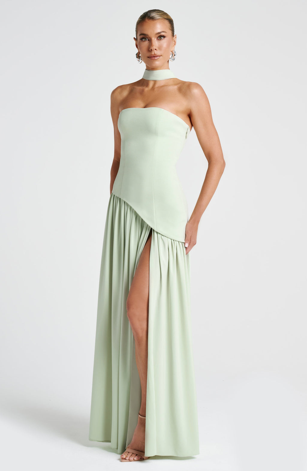 Vestido largo de invitada de boda menta de chifón - Malena™ Ana Ibiza